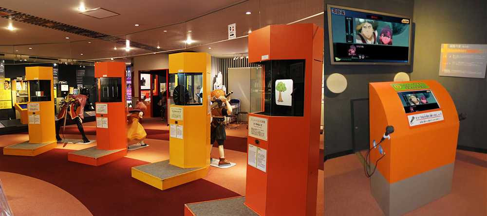 体験型の展示も充実。アニメーションの原理を体感できる展示や、声優体験ができるアフレコブースもあります。
